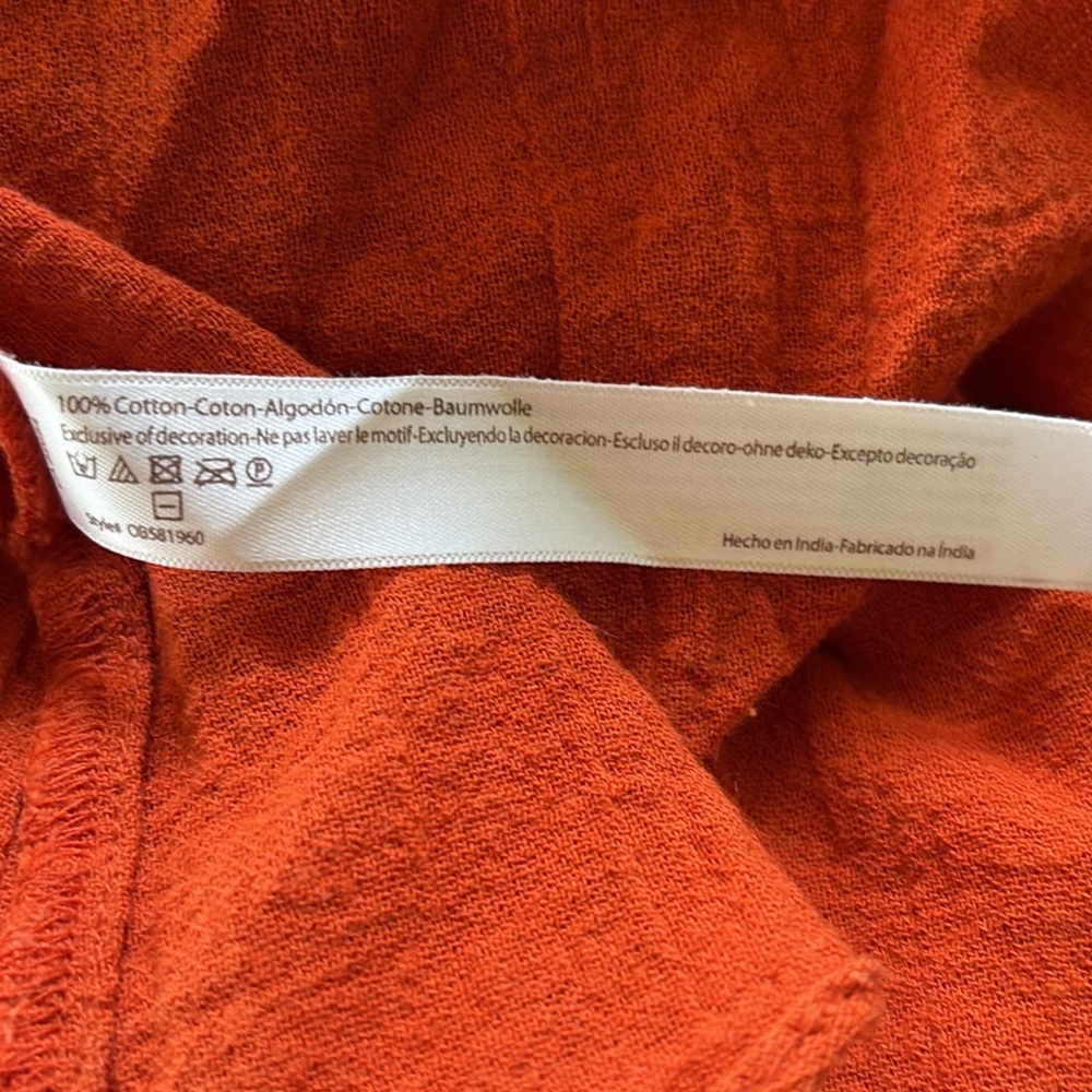 Free People Elaina Orange Crochet Gauze Asymmetrical Maxi Dress in Tangerine - L - Picture 14 of 16